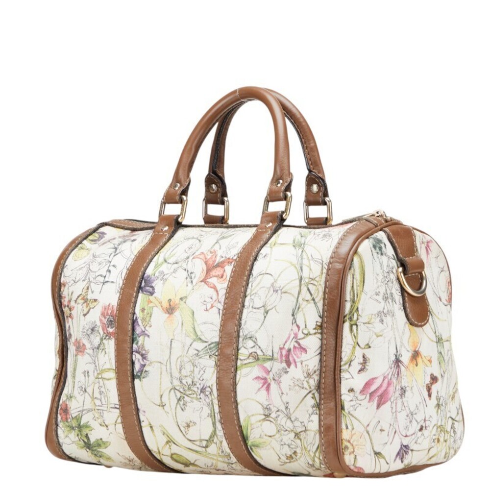 Gucci bag Flower Flora multicolor handbag brown Tan leather Beige